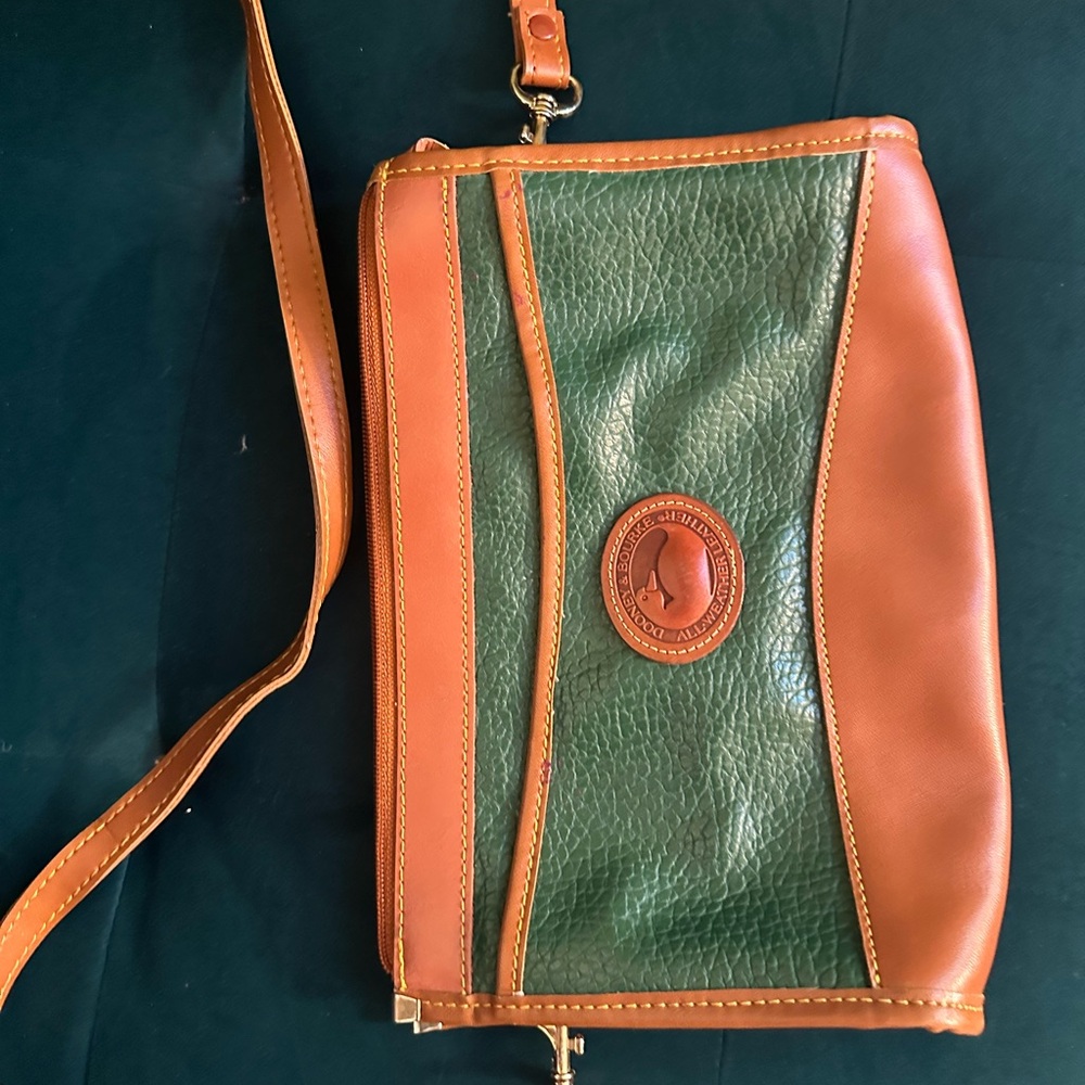 Dooney & Bourke Green and Tan Crossbody Bag with Textured Leather